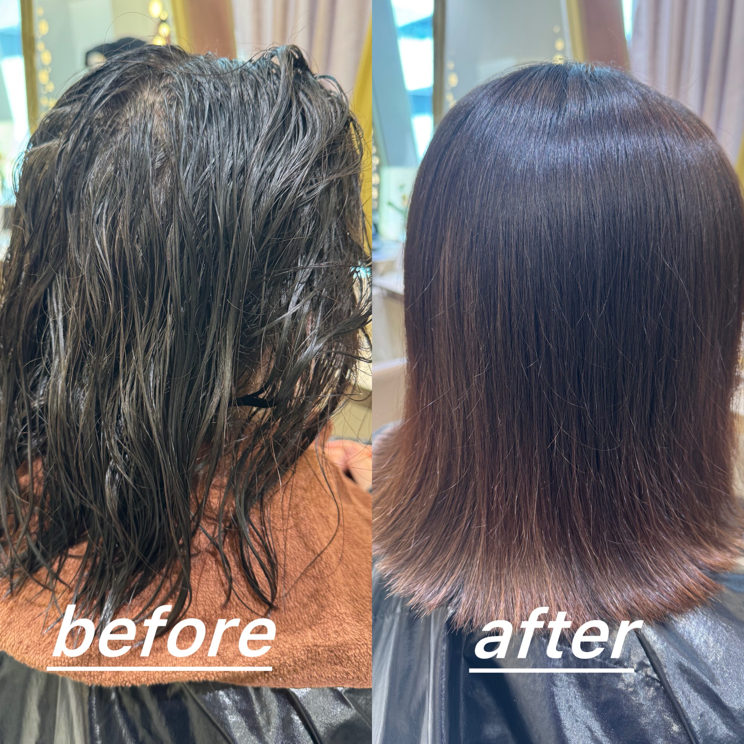 Russian hair acid straightening Tokyo before after