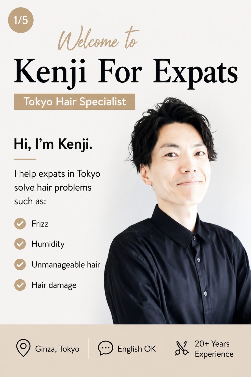 Kenji, English-speaking hairstylist in Ginza, Tokyo