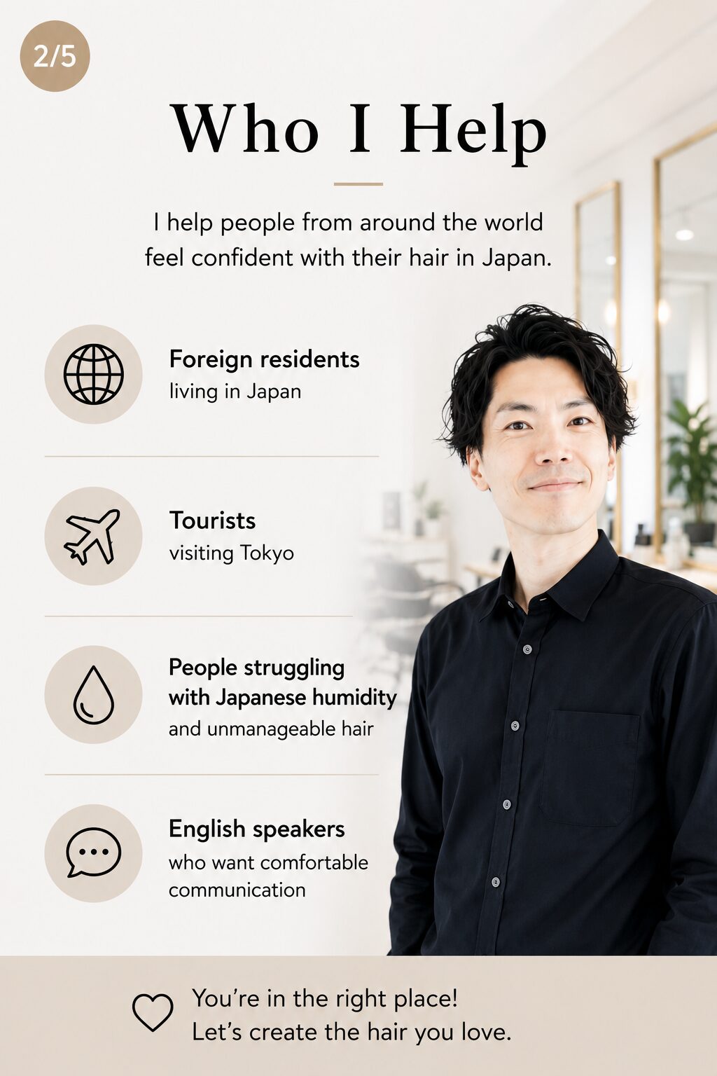 Kenji, acid straightening specialist for international clients in Tokyo